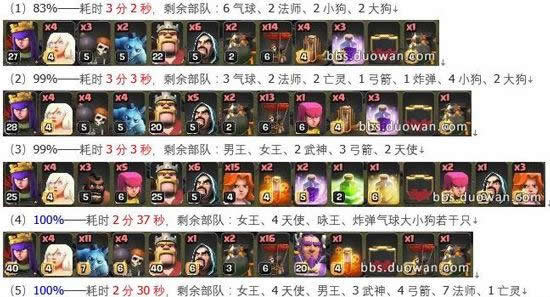 《部落冲突》九本多阵型战术破解数据对比分析