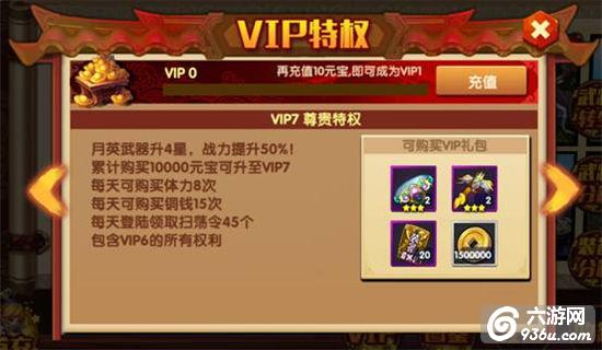 《三国的后裔》手游 VIP等级与VIP特权介绍