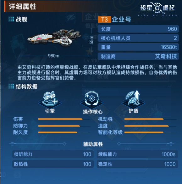 《超星崛起》手游 舰船档案：企业号